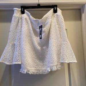XL Kaari blue White off the shoulder blouse